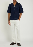 Che Desiderio Open-knit Cotton Shirt Navy