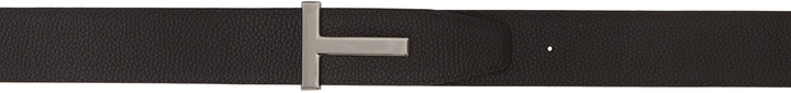 Photo: TOM FORD Reversible Brown & Black T Icon Belt