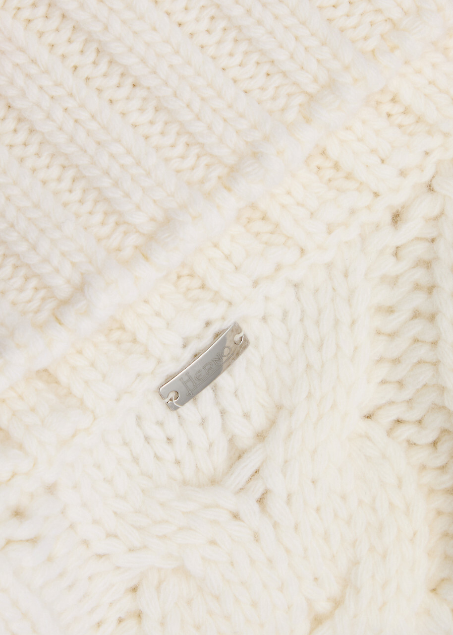 Herno Roll-neck Cable-knit Wool Jumper Cream