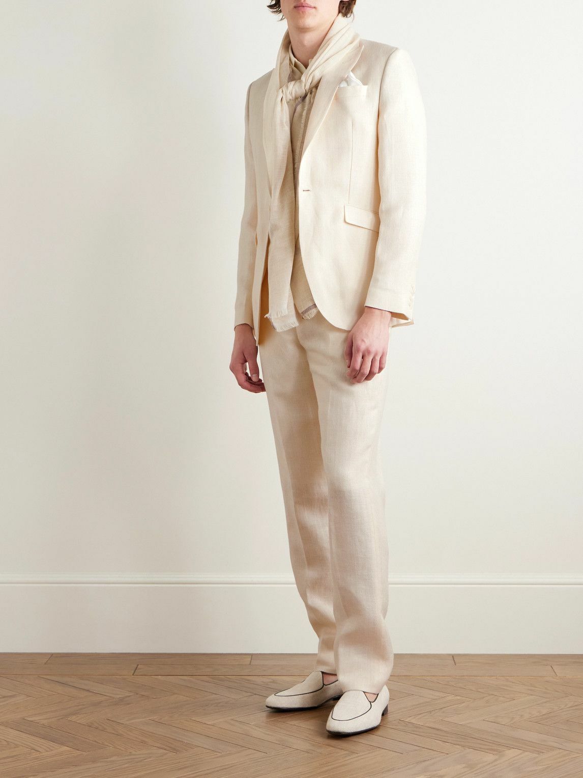Favourbrook - Slim-Fit Herringbone Linen and Silk-Blend Suit Jacket - Neutrals