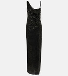 Self-Portrait Draped rhinestone-embellished maxi dress