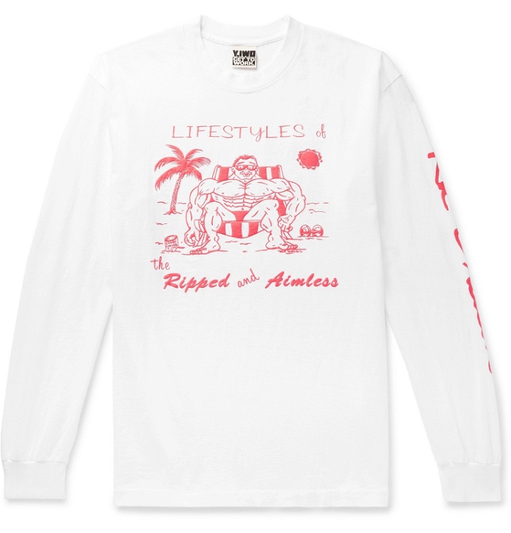 Photo: Y,IWO - Lifestyles of the Ripped and Aimless Printed Cotton-Jersey T-Shirt - White