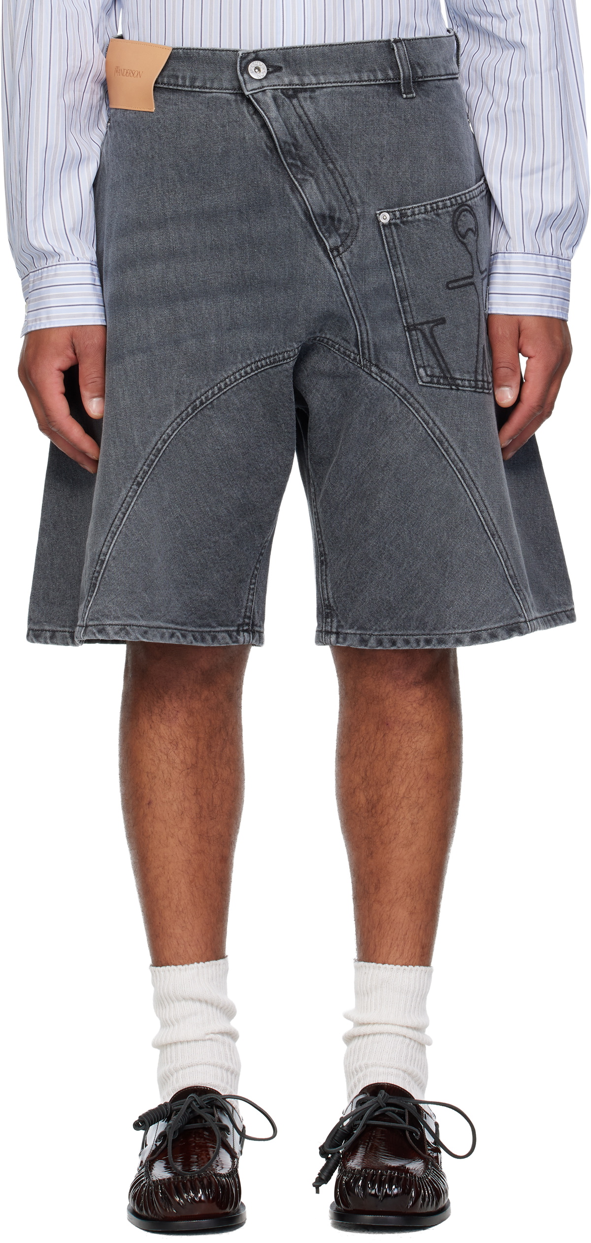 JW Anderson Gray Twisted Workwear Denim Shorts