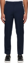 Balmain Navy Straight-Leg Tailored Wool Trousers