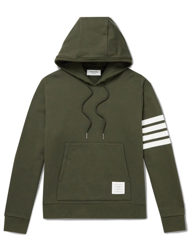 Photo: Thom Browne - Striped Cotton-Jersey Hoodie - Green