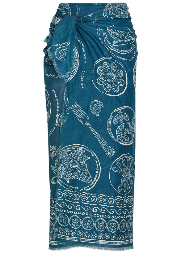 Photo: Alemais Lucky Printed Cotton Pareo - Blue - One Size