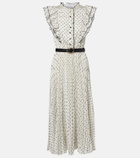 Self-Portrait Belted polka-dot pleated midi dress
