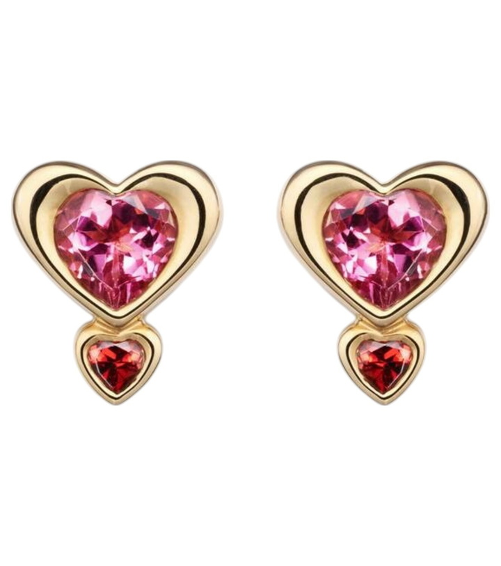 Photo: Roxanne First 14kt gold single earring with tourmaline and garnet