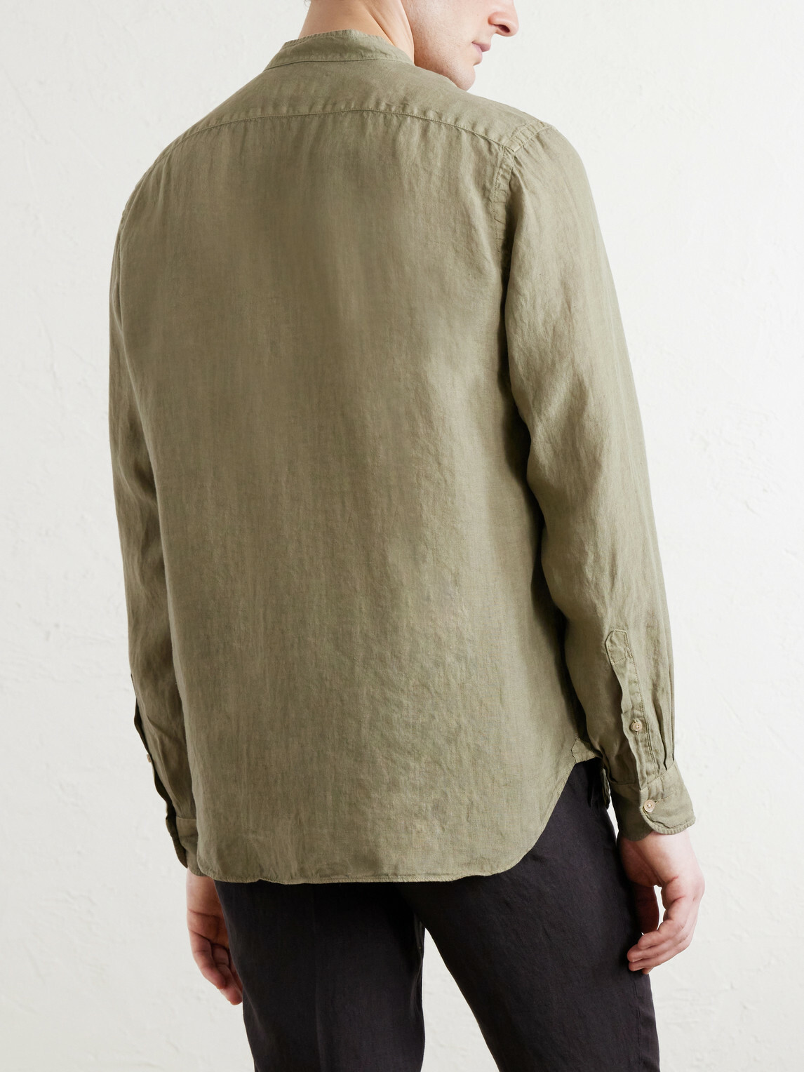 Boglioli - Grandad-Collar Linen Shirt - Green