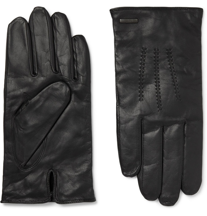 Photo: Hugo Boss - Hainz3 Leather Gloves - Black
