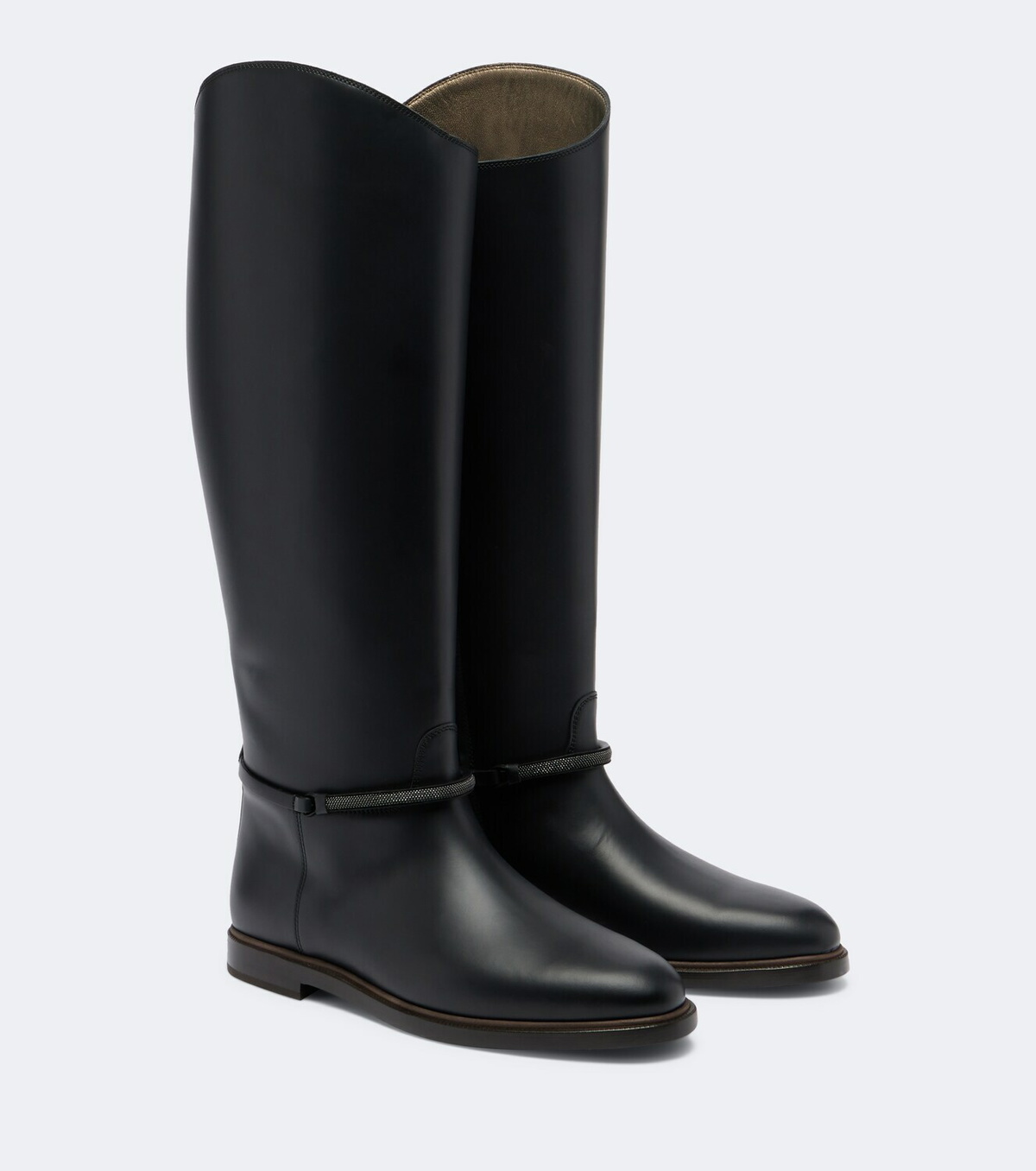 Brunello Cucinelli Monili leather knee-high boots
