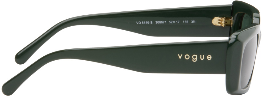 Vogue Matte Dark Green Rectangular Sunglasses Vogue x Hailey Bieber rectangle sunglasses in dark green | ASOS main image 3