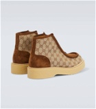 Gucci GG canvas and suede lace-up boots