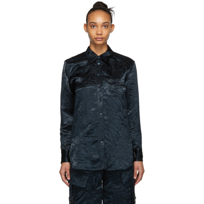 Chemise Sies Marjan Bleu Satin Lavé Imprimée Taille L - Neuf Sans étiquettes