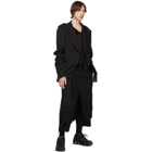 Yohji Yamamoto Black Embroidered Wrap Trousers