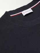Moncler - Logo-Appliquéd Shell-Trimmed Cotton Sweater - Blue