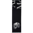 Alexander McQueen Black and Ivory Oversized Logo Skull Scarf