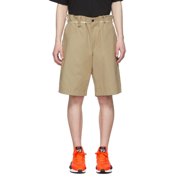 Photo: Y-3 Khaki Canvas Workwear Shorts