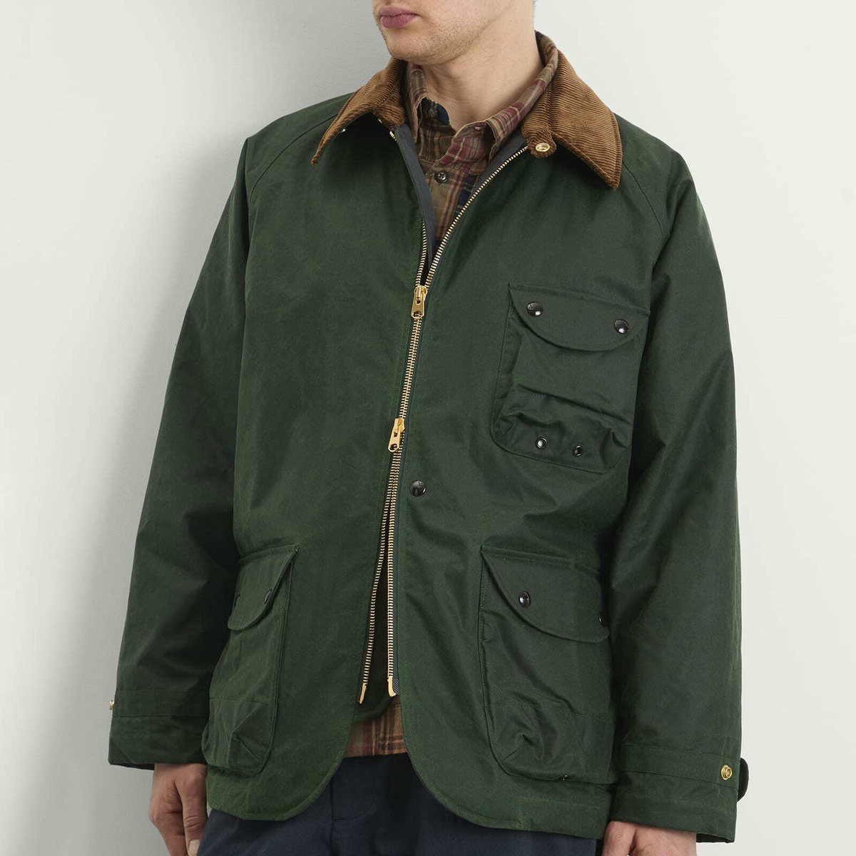 Drake's Men's Waxed Coverall Jacket in Emerald Green