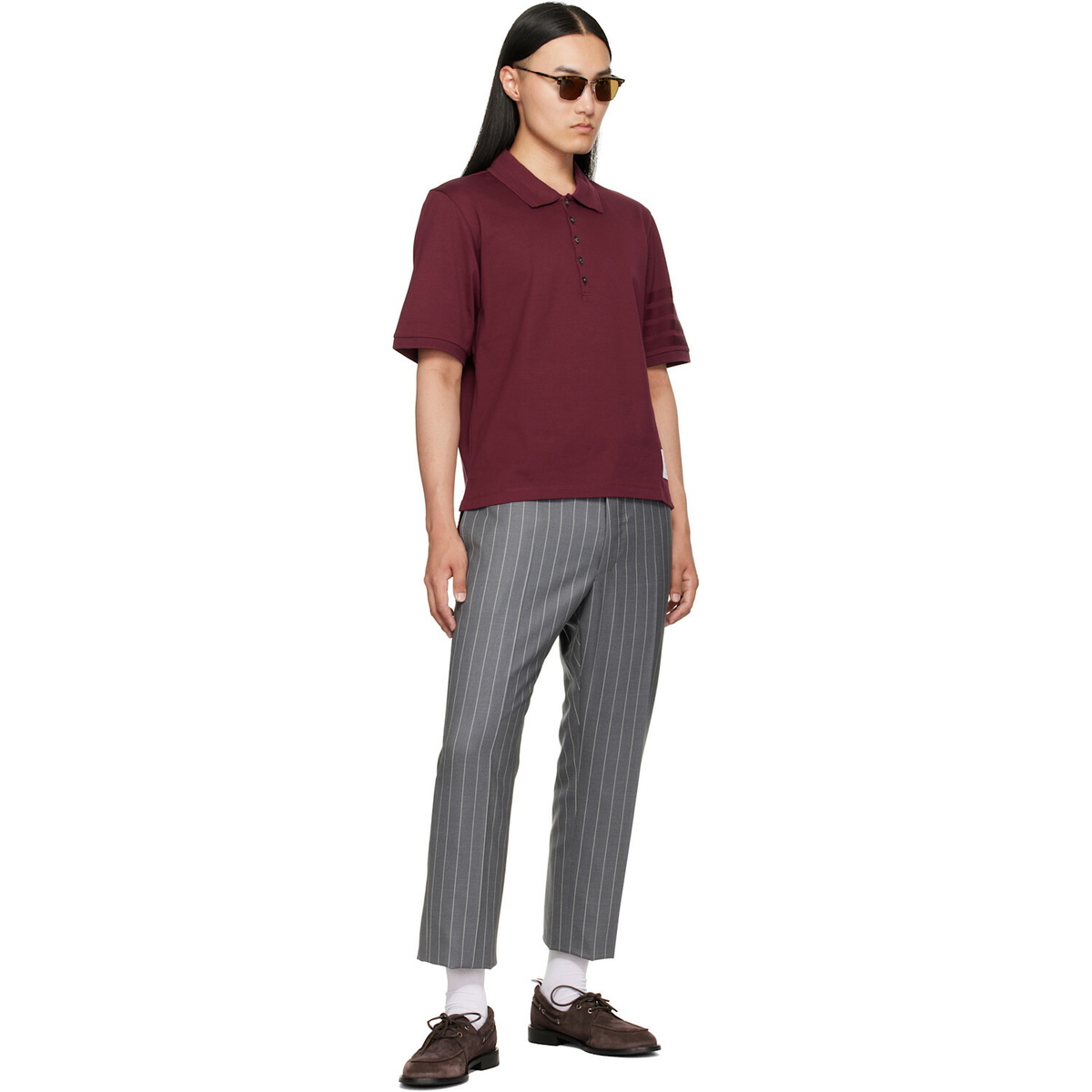 Thom Browne Burgundy Jersey Ottoman 4-Bar Polo