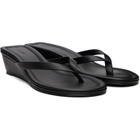 St. Agni Black Thong Wedge Heeled Sandals