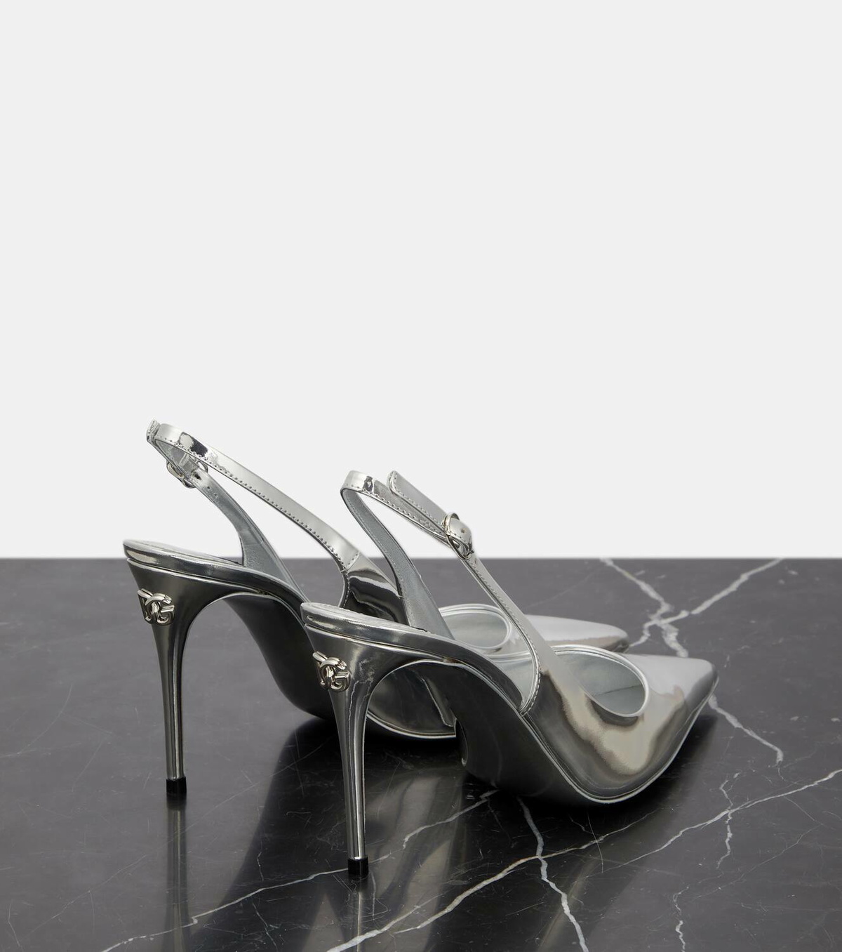 Dolce&Gabbana Lollo mirrored leather slingback pumps