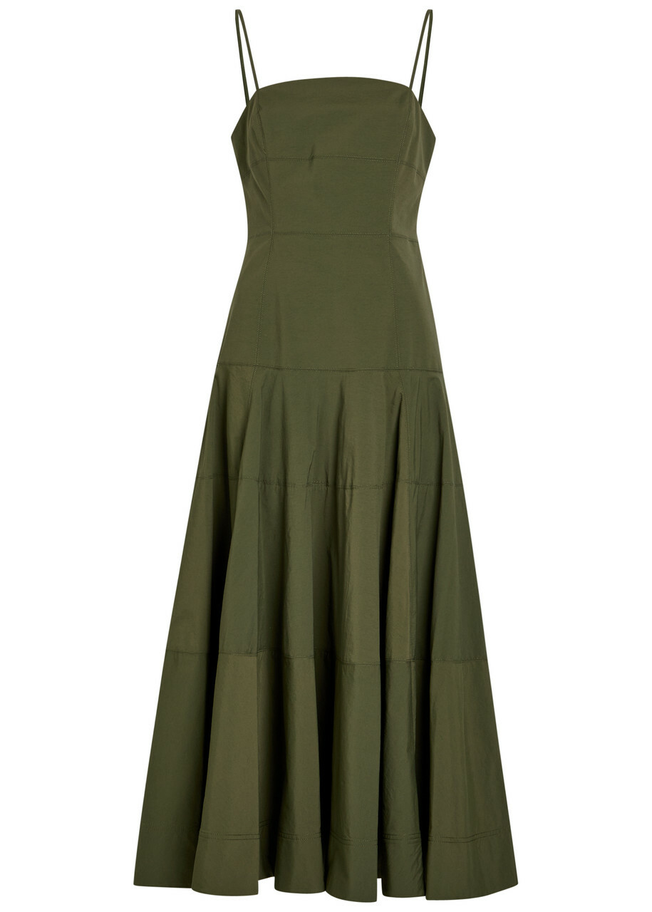 Veronica Beard Ilona Faille Dress Dark Green