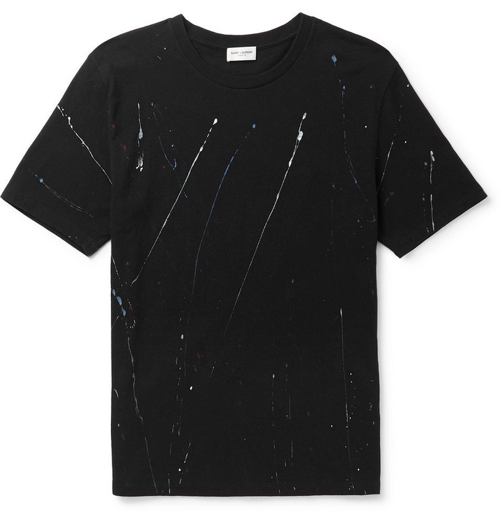 Photo: Saint Laurent - Printed Cotton-Jersey T-Shirt - Men - Black