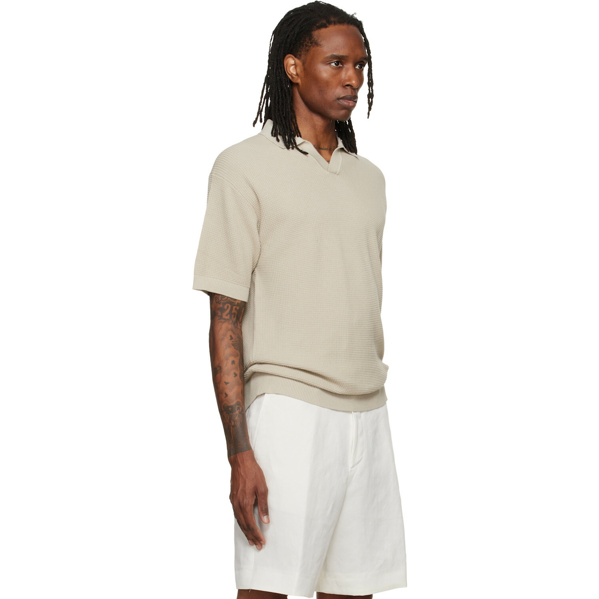 BOSS Beige Logo Patch Polo