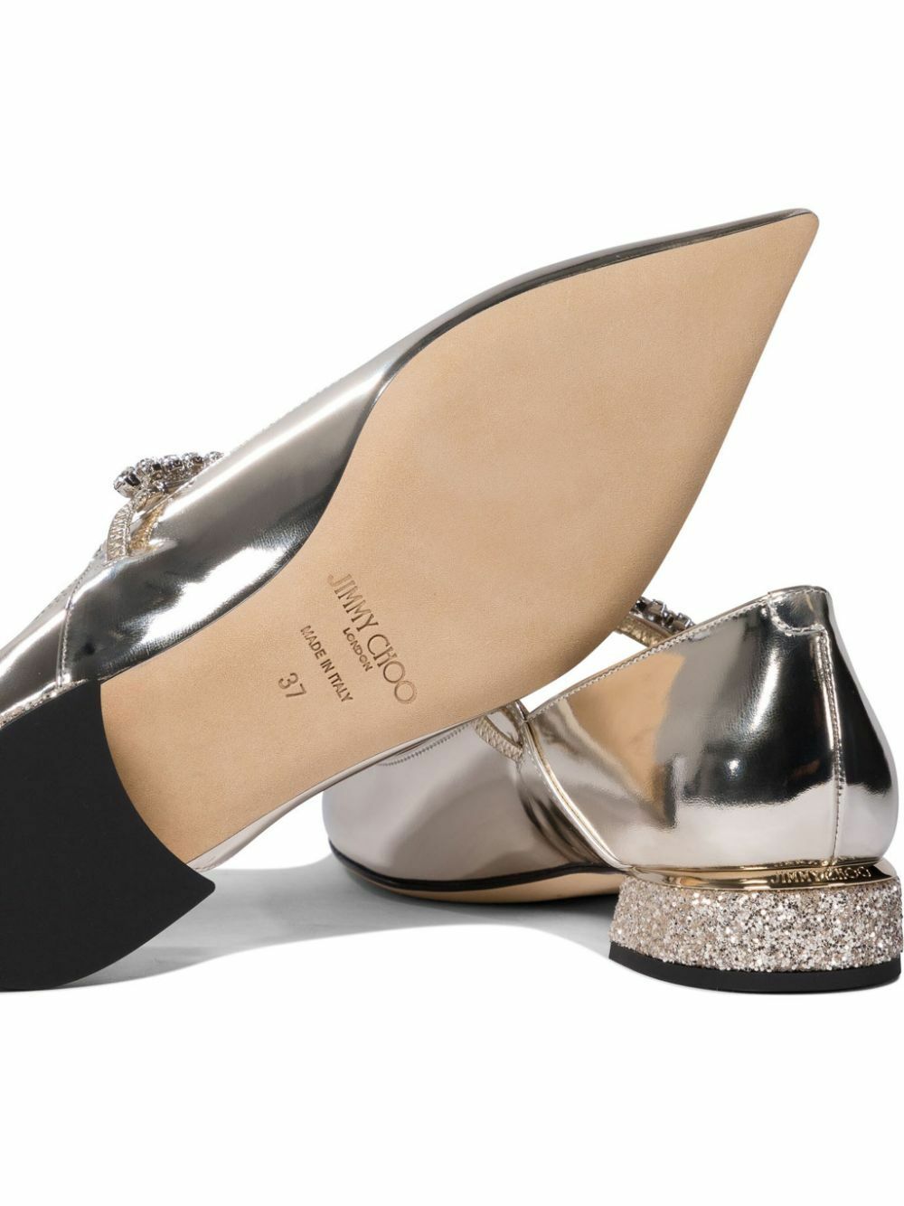 フラットシューズ Jimmy Choo Bing Ballerina Flats Jimmy Choo Bing Patent Crystal-Strap Ballerina Flats