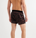 TOM FORD - Velvet-Trimmed Zebra-Print Stretch-Silk Satin Boxer Shorts - Brown