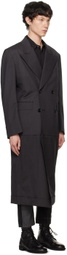 Junya Watanabe Gray Wool Stripe Coat