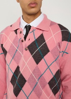JW Anderson Pringle Argyle Wool Polo Jumper Pink
