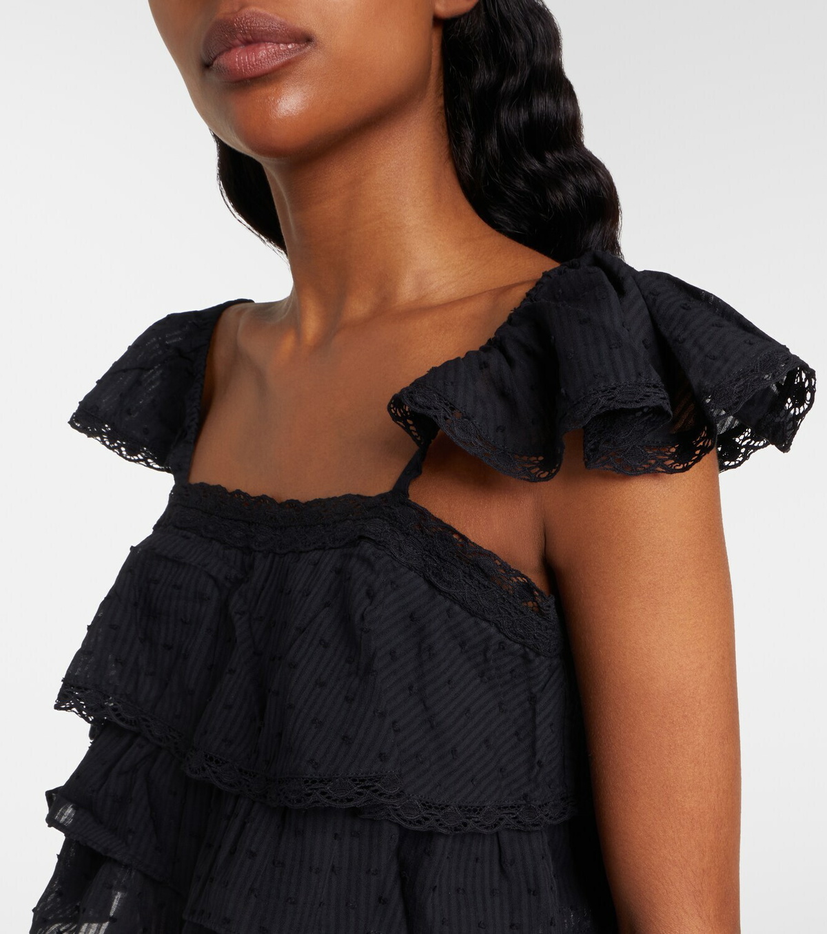 Poupette St Barth Anya ruffled cotton crop top