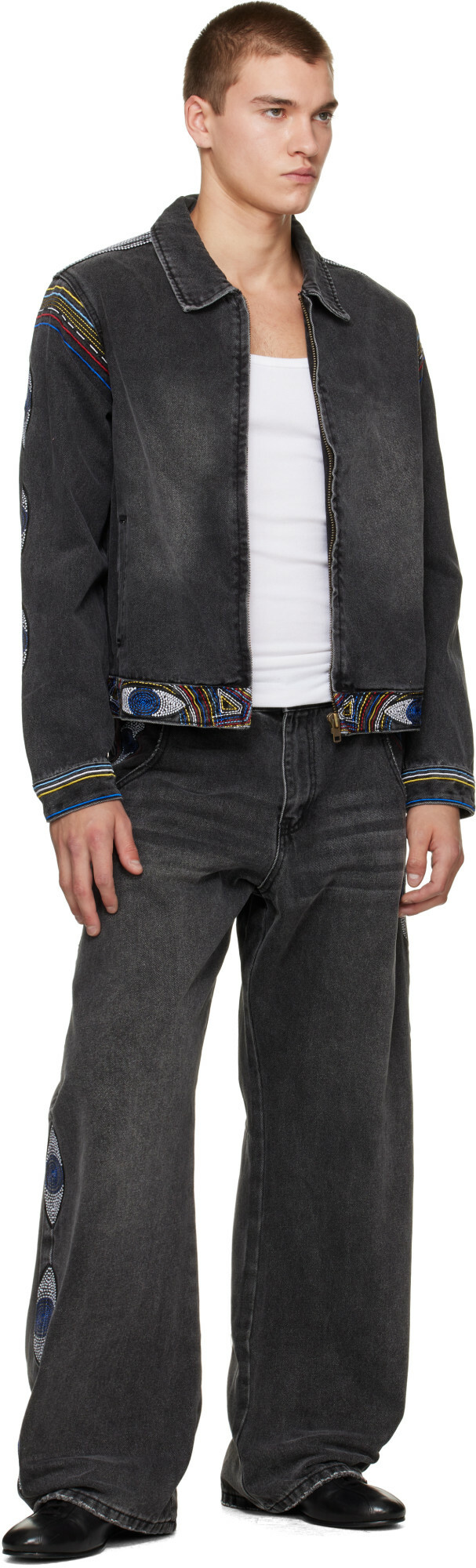 KidSuper Black 'Eye' Embroidered Jeans