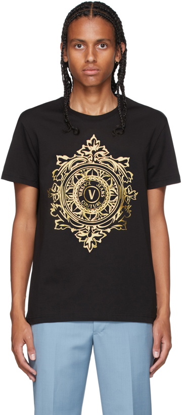 Photo: Versace Jeans Couture Black & Gold V-Emblem T-Shirt
