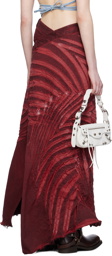 Masha Popova Red Creased Denim Maxi Skirt