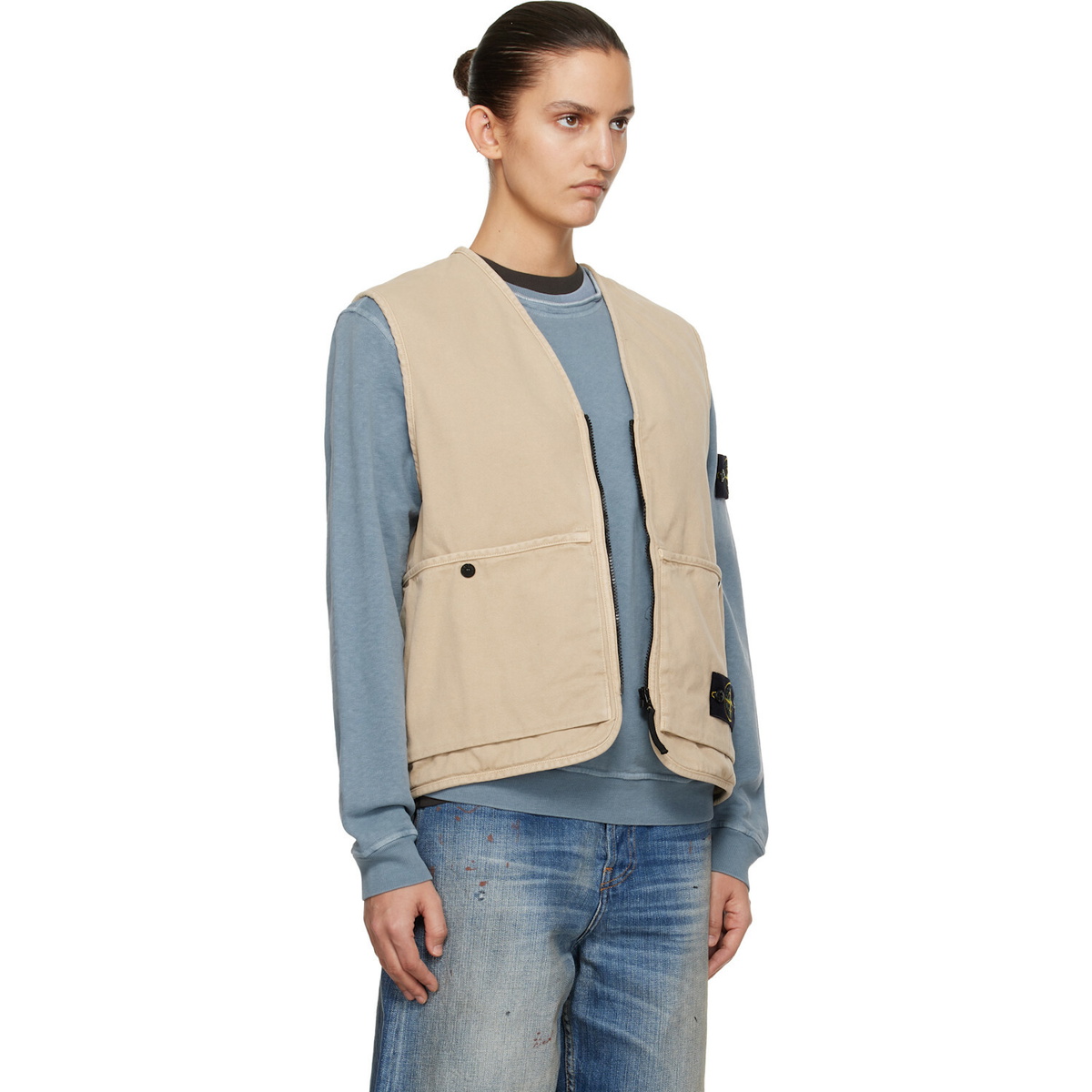 Stone Island Beige 6100007 Organic Panama Cotton 'Old' Effect Vest