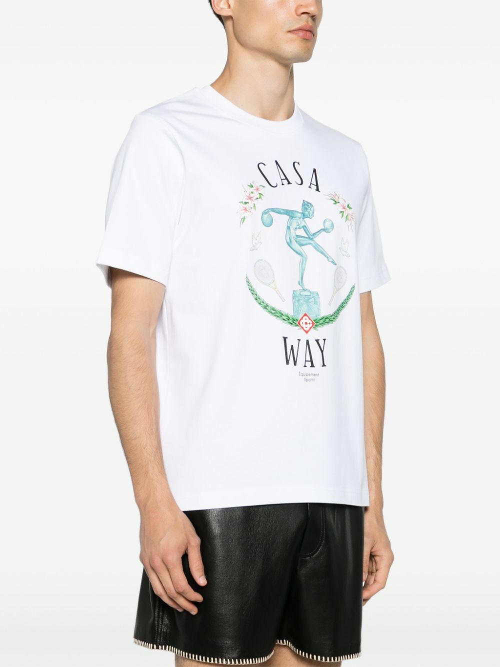 Casablanca White Sport Print Organic Cotton T-Shirt