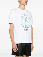 Casablanca White Sport Print Organic Cotton T-Shirt