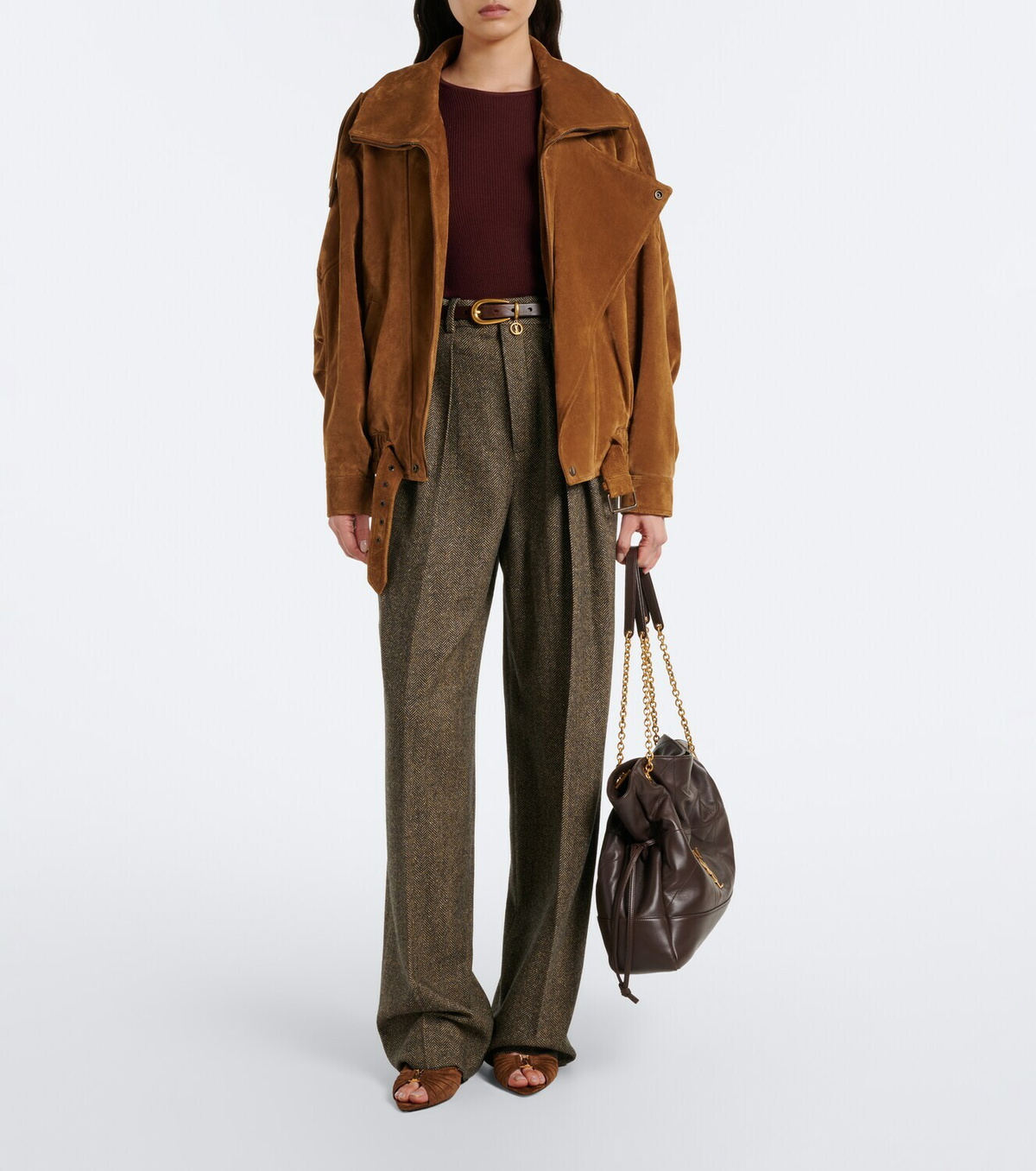 Saint Laurent Ribbed-knit wool, cashmere, and silk top