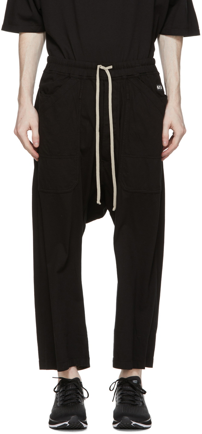 Rick Owens DRKSHDW Black Cropped Long Drawstring Cargo Pants