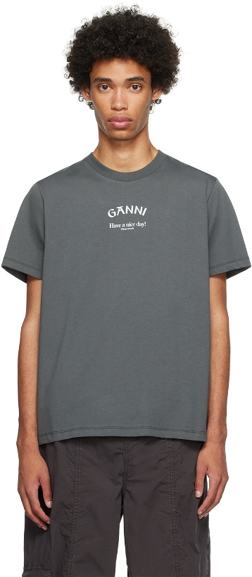 Photo: GANNI Gray 'Ganni' T-Shirt