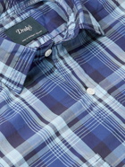 DRAKE'S - Checked Cotton-Poplin Shirt - Blue