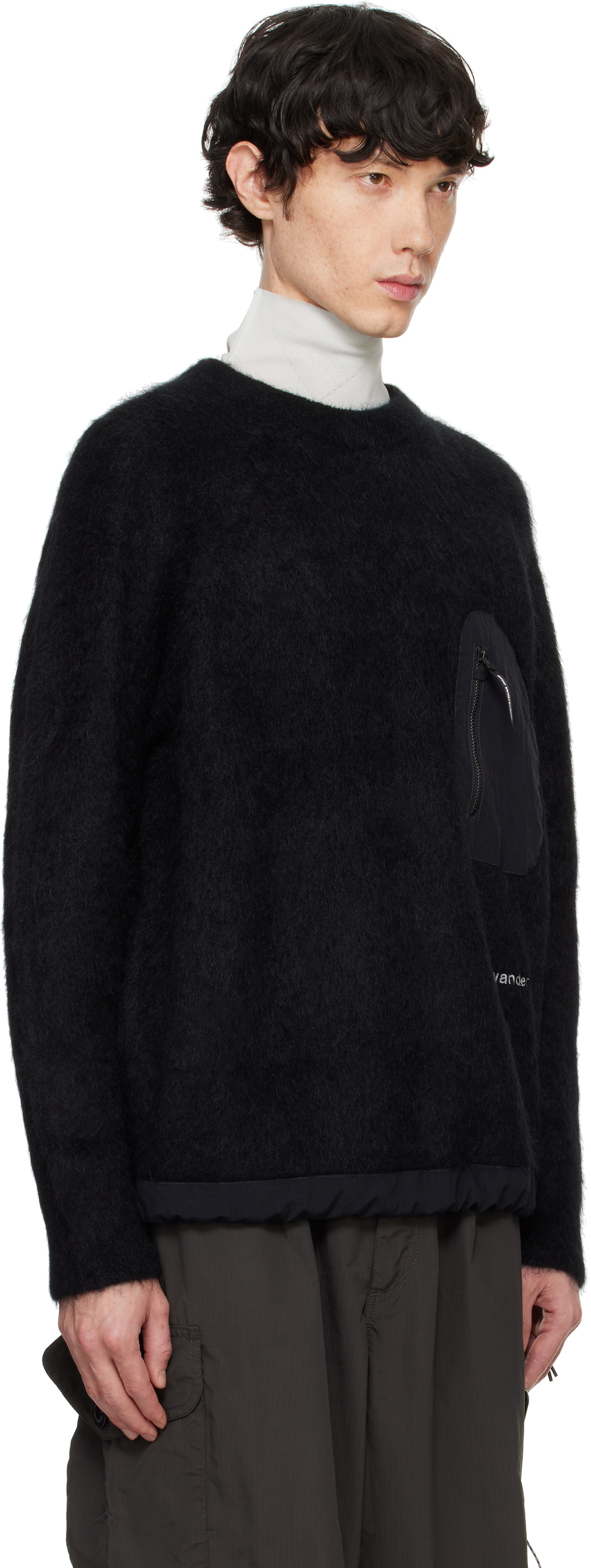 and wander Black Mohair Wool Sweater