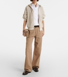 Brunello Cucinelli Open-knit cotton-blend lamé zip-up hoodie