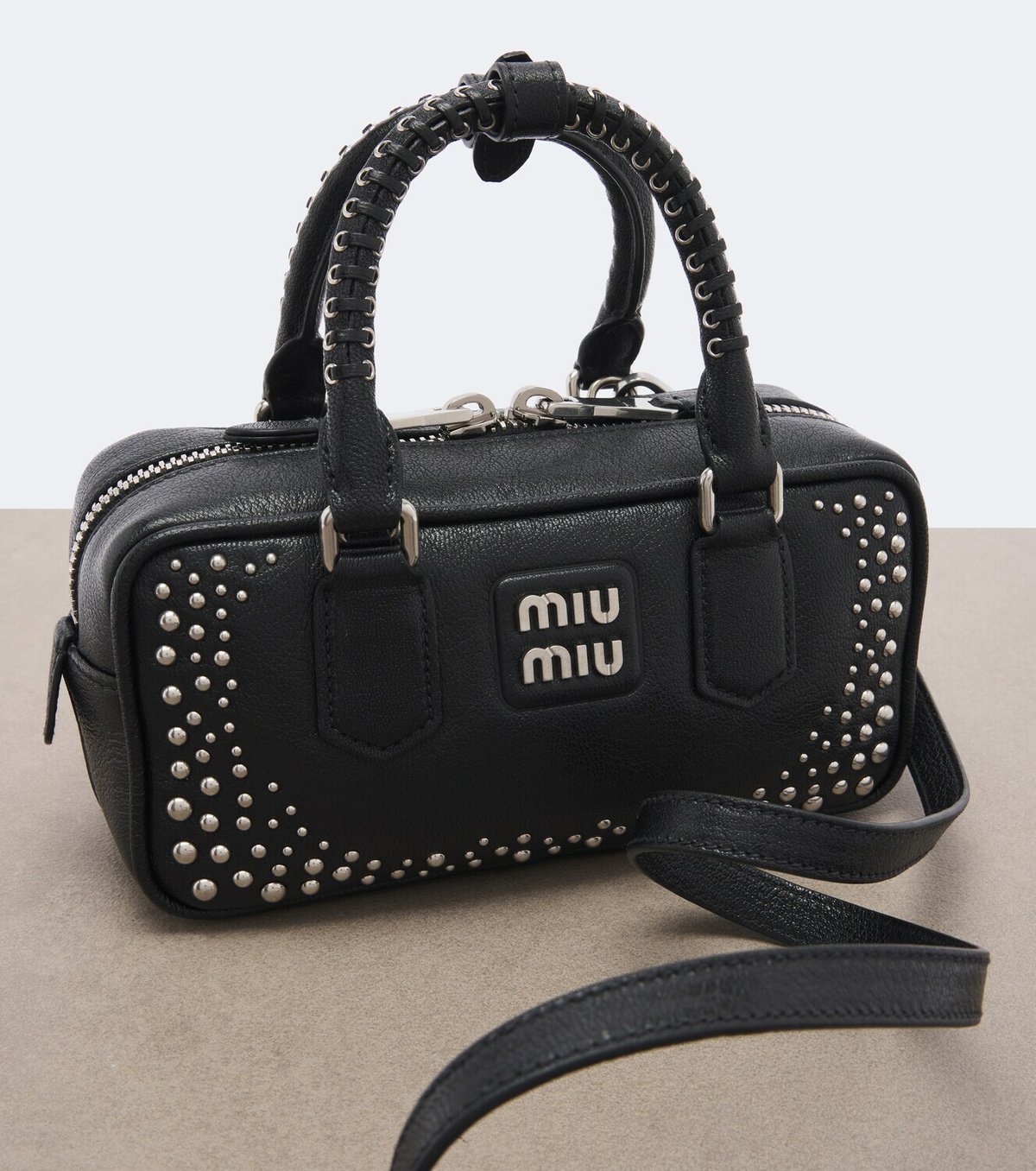 Miu Miu Arcadie studded leather top-handle bag