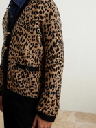 Valentino Garavani - Leopard-Jacquard Knit Wool Cardigan - Brown