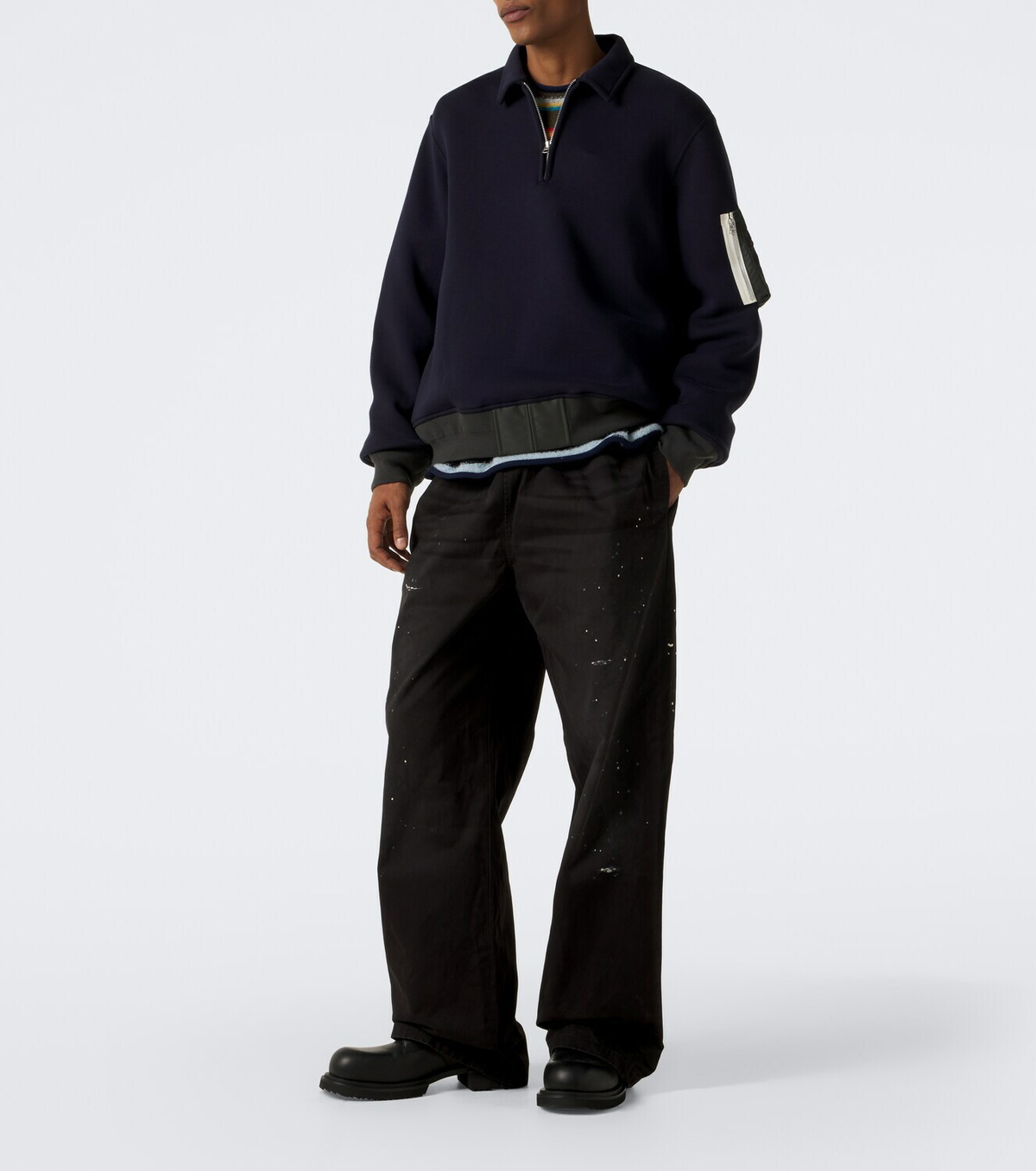 Sacai Cotton-blend polo sweatshirt