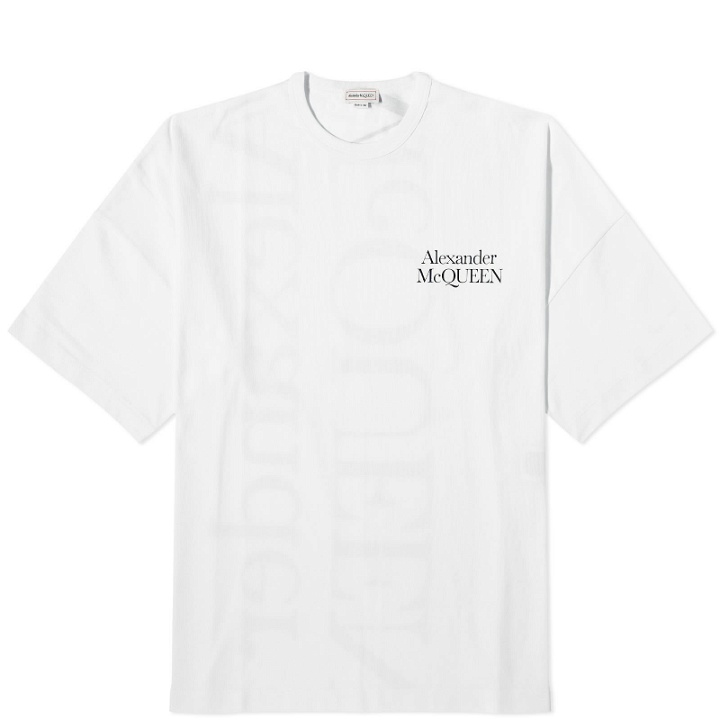 Photo: Alexander McQueen Men's Exploded Logo Oversized T-Shirt in White/Black